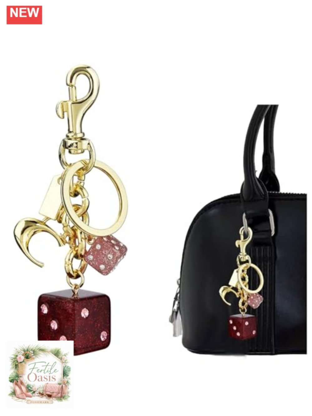 Cute Keychain Bag Charm Purse Accessory Metal Resin Snap